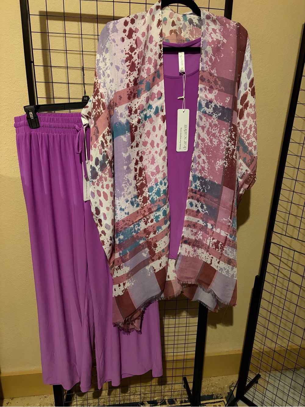 Dear Scarlett Three-Piece Printed Kimono Set - Women Pants & Sleeveless Top